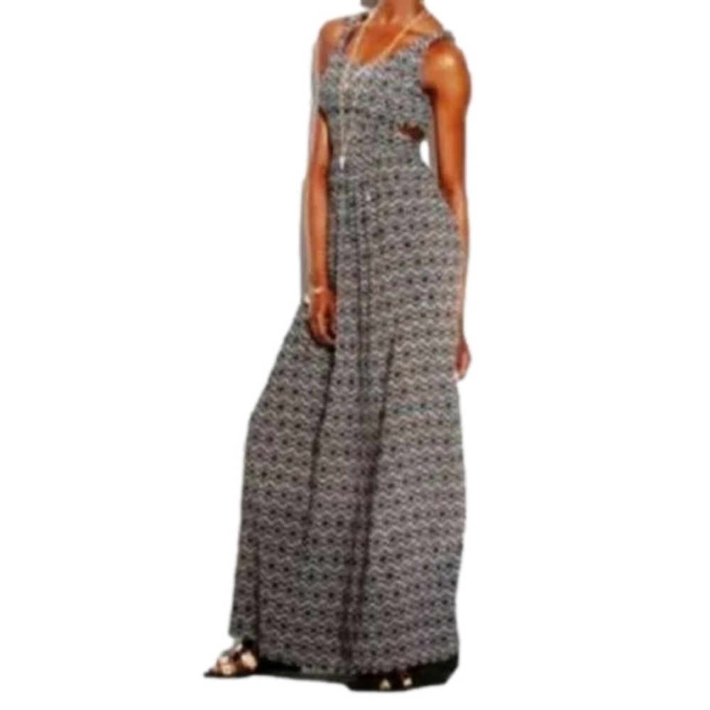 Made For Impulse Lined Polka Dot Cutout Sleeveless Maxi Dress